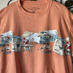 Men’s Holiday Tee from Clearwater Outfitters  Cotton   Coral/Tropical Santa   XL
